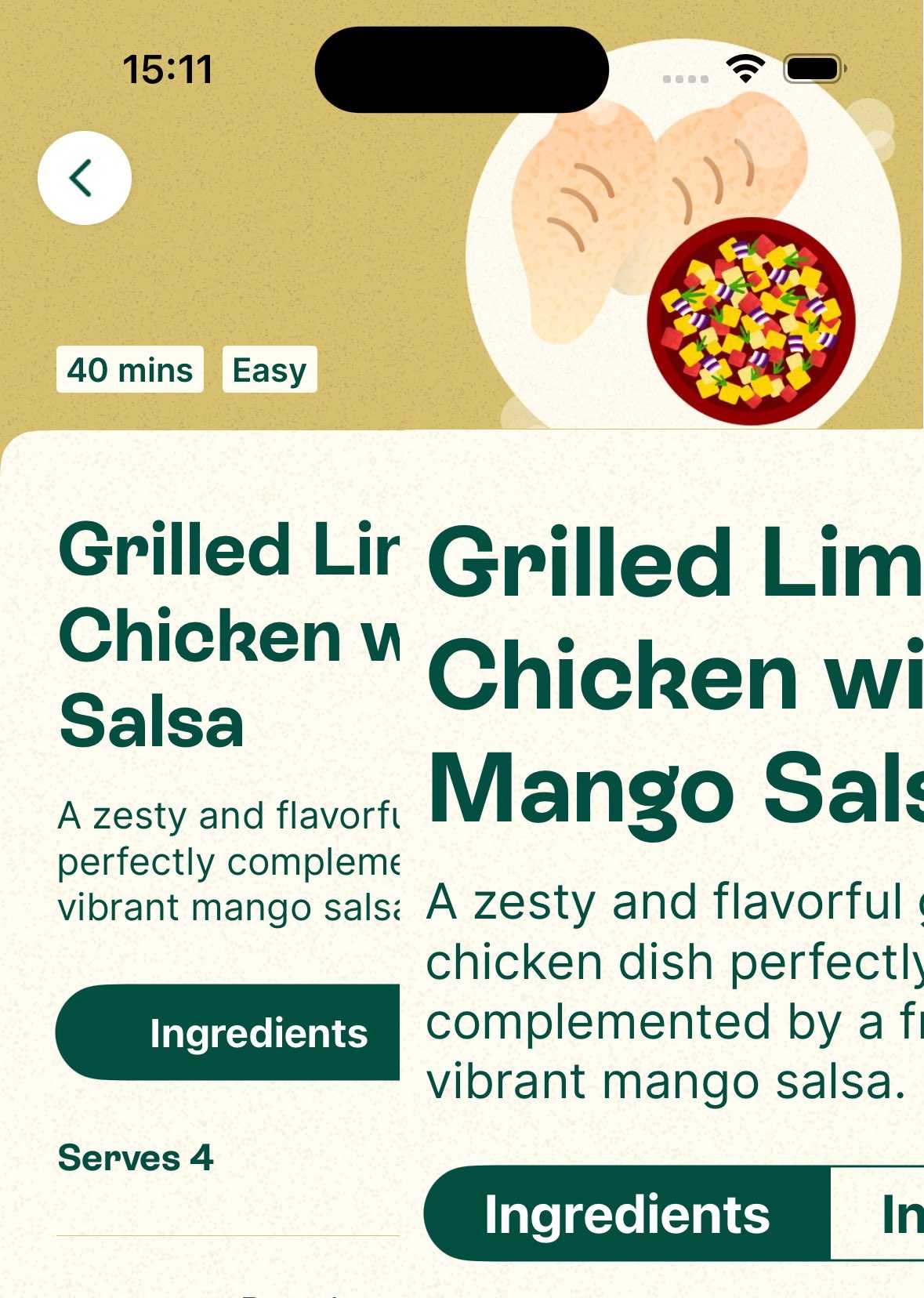 Comparison of standard and enlarged text sizes using Dynamic Type on iOS
