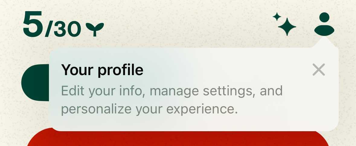 App screen with TipKit tooltip explaining feature to user in context