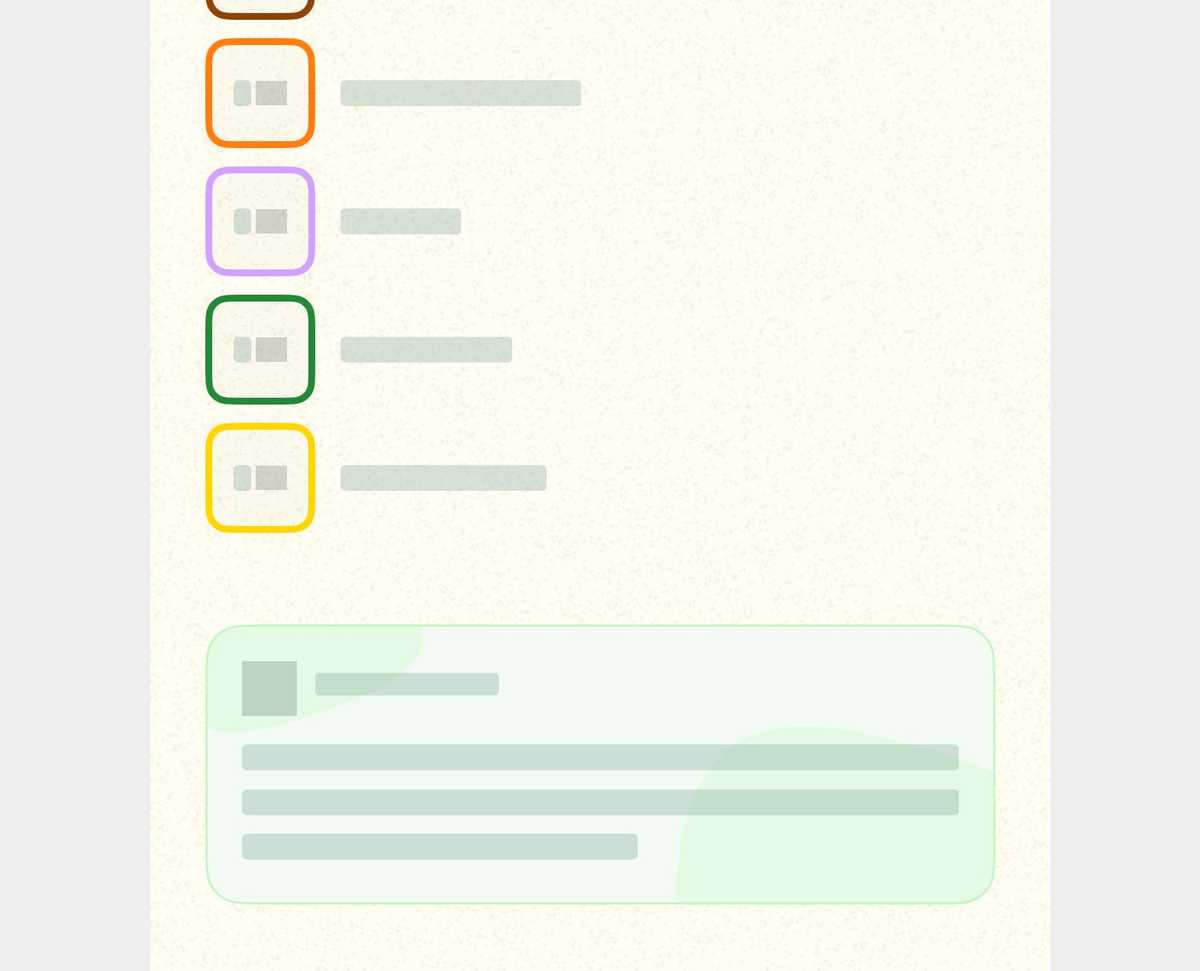 iOS interface showing placeholder UI with redacted content during loading
